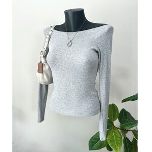 Aritzia TNA HomeStretch™ Rib Stretchy Cotton Off-Shoulder Longsleeve